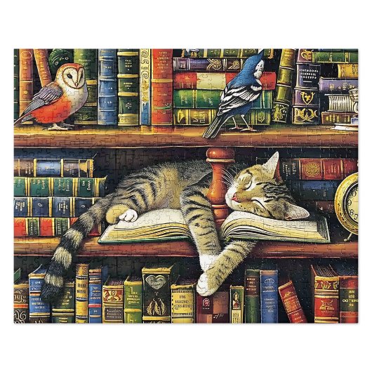 Gezellige veelkleurige realistische bibliotheek Ca Legpuzzel