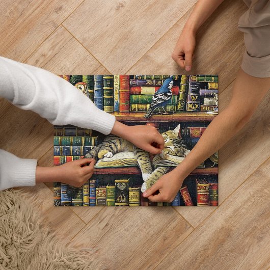 Gezellige veelkleurige realistische bibliotheek Ca Legpuzzel