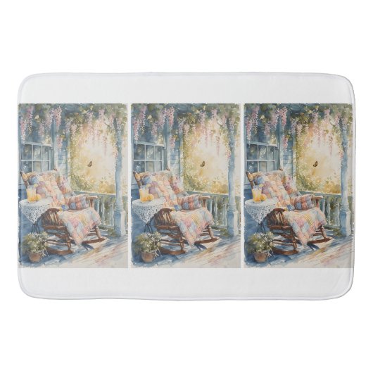 Gezellige veranda met quilt en limonade charme badmat (Voorkant)