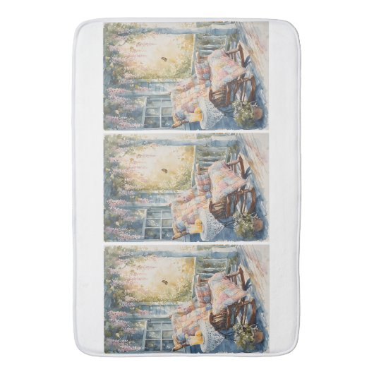 Gezellige veranda met quilt en limonade charme badmat (Voorkant Verticaal)