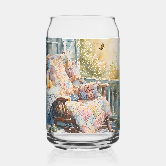 Gezellige veranda met quilt en limonade charme blikvorm glas (Voorkant)