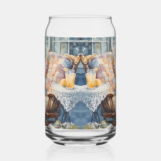 Gezellige veranda met quilt en limonade charme blikvorm glas (Rechts)