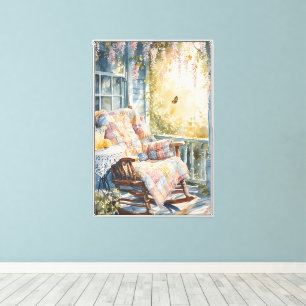 Gezellige veranda met quilt en limonade charme canvas afdruk