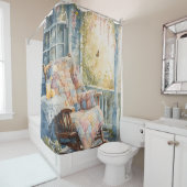 Gezellige veranda met quilt en limonade charme douchegordijn (In situ)