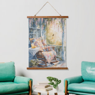 Gezellige veranda met quilt en limonade charme hangend wandkleed