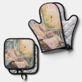 Gezellige veranda met quilt en limonade charme ovenwant & pannenlap set (Voorkant / Achterkant)