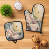 Gezellige veranda met quilt en limonade charme ovenwant & pannenlap set (Top down)