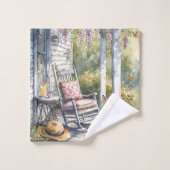 Gezellige veranda met Wisteria en vlinders Bad Handdoek (Wasdoekje)
