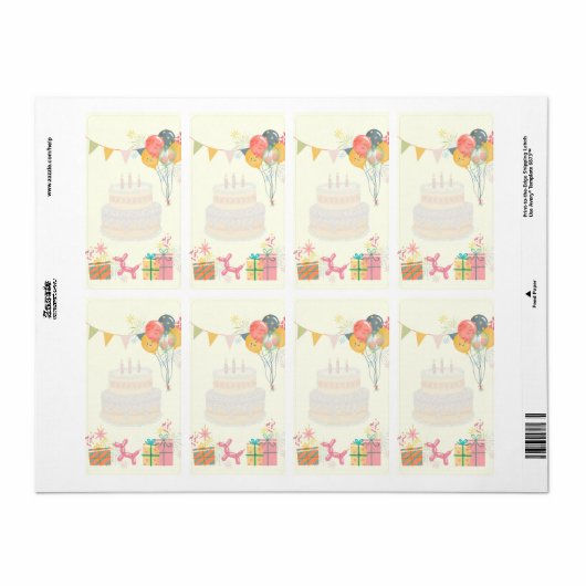 Gezellige verjaardag Kaart Etiket (Full Sheet)