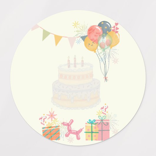 Gezellige verjaardag Kaart Labels (Design 1)