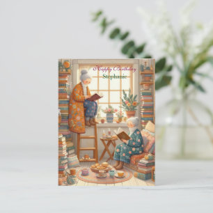 Gezellige verjaardagskaart voor boekenliefhebbers briefkaart