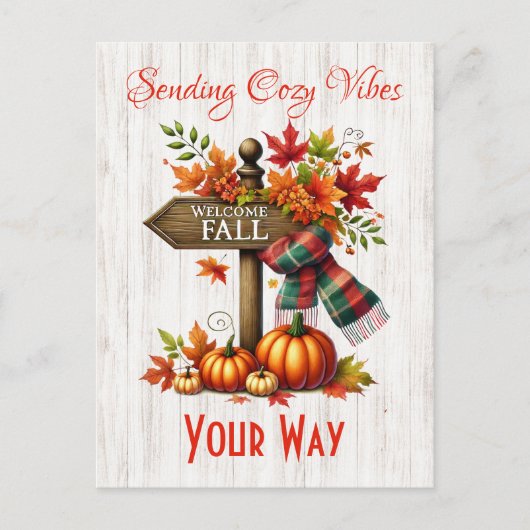 Gezellige vibes op je weg sturen - Herfst Briefkaart (Voorkant)