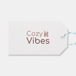 Gezellige vibes, warm vakantieontwerp cadeaulabel