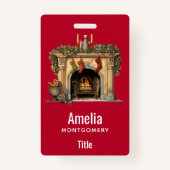 Gezellige Victoriaans open haard kerst Badge (Voorkant)