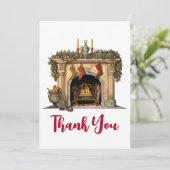 Gezellige Victoriaans open haard kerst Bedankkaart (Staand voorkant)