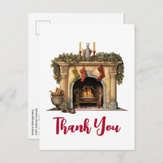 Gezellige Victoriaans open haard kerst bedankt Briefkaart (Voorkant / Achterkant)