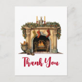 Gezellige Victoriaans open haard kerst bedankt Briefkaart (Voorkant)