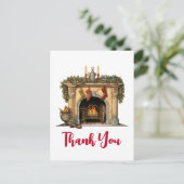 Gezellige Victoriaans open haard kerst bedankt Briefkaart (Staand voorkant)