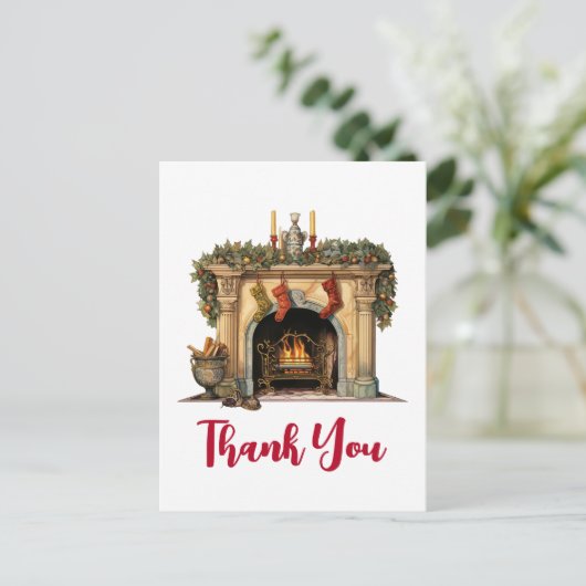 Gezellige Victoriaans open haard kerst bedankt Briefkaart (Staand voorkant)