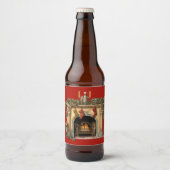 Gezellige Victoriaans open haard kerst Bier Etiket (Voorkant)