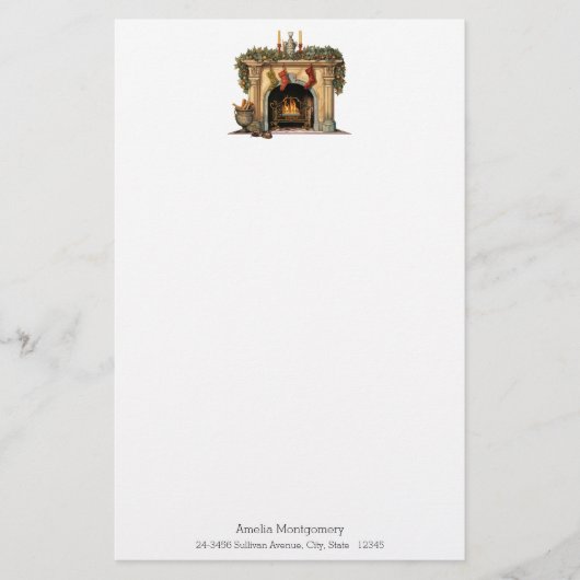 Gezellige Victoriaans open haard kerst Briefpapier (Voorkant)