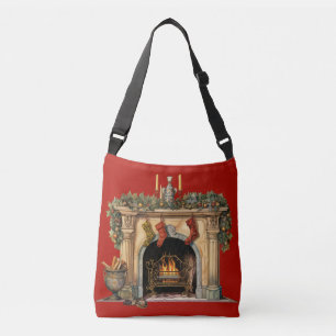 Gezellige Victoriaans open haard kerst Crossbody Tas