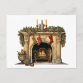 Gezellige Victoriaans open haard kerst Feestdagenkaart (Voorkant)