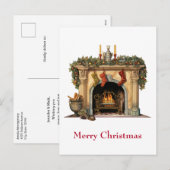 Gezellige Victoriaans open haard kerst Feestdagenkaart (Voorkant / Achterkant)