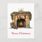 Gezellige Victoriaans open haard kerst Feestdagenkaart (Voorkant)