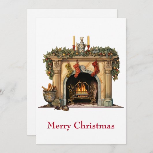 Gezellige Victoriaans open haard kerst Feestdagenkaart (Voorkant / Achterkant)