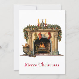 Gezellige Victoriaans open haard kerst Feestdagenkaart