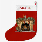 Gezellige Victoriaans open haard kerst Grote Kerstsok (Achterkant)