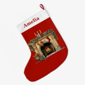 Gezellige Victoriaans open haard kerst Grote Kerstsok (Achterkant (Hangend))