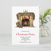 Gezellige Victoriaans open haard kerst Kaart (Staand voorkant)