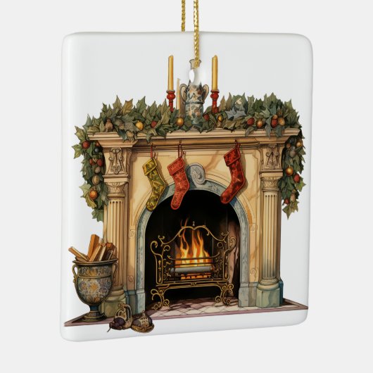 Gezellige Victoriaans open haard kerst Keramisch Ornament (Rechts)