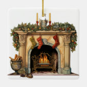 Gezellige Victoriaans open haard kerst Keramisch Ornament (Achterkant)