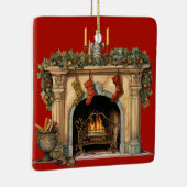 Gezellige Victoriaans open haard kerst Keramisch Ornament (Rechts)