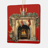 Gezellige Victoriaans open haard kerst Keramisch Ornament (Links)