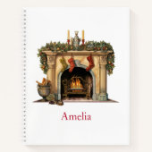 Gezellige Victoriaans open haard kerst Notitieboek (Voorkant)