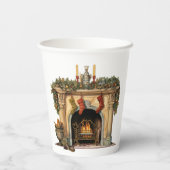 Gezellige Victoriaans open haard kerst Papieren Bekers (Achterkant)