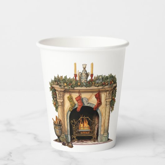Gezellige Victoriaans open haard kerst Papieren Bekers (Achterkant)