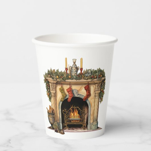 Gezellige Victoriaans open haard kerst Papieren Bekers (Voorkant)