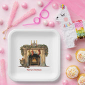 Gezellige Victoriaans open haard kerst Papieren Bordje (Feest)