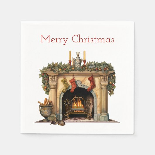 Gezellige Victoriaans open haard kerst Servet (Voorkant)