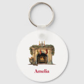 Gezellige Victoriaans open haard kerst Sleutelhanger (Achterkant)