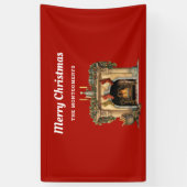 Gezellige Victoriaans open haard kerst Spandoek (Verticaal)