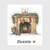 Gezellige Victoriaans open haard kerst Sticker (Vel)