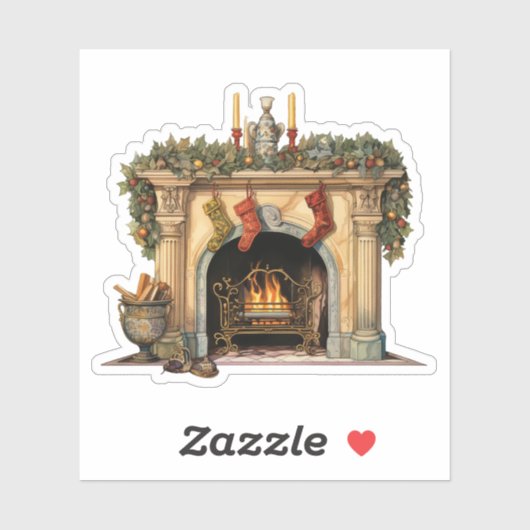 Gezellige Victoriaans open haard kerst Sticker (Vel)