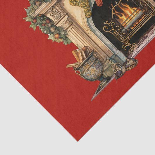 Gezellige Victoriaans open haard kerst Tissuepapier (Detail)