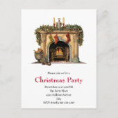 Gezellige Victoriaans open haard kerst Uitnodiging Briefkaart (Voorkant)